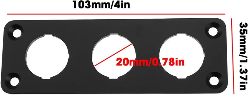 Briny River 2X Car Three-Hole Round Switch Panel Aluminum Alloy 103x35x2.5mm for Car Truck Boat RV with Screws - Image 4